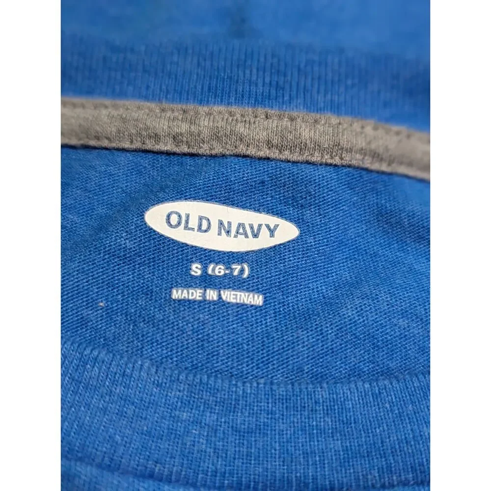 Old Navy Boys Long Sleeve Crewneck T-Shirt Size Small (6–7) Blue Cotton Blend